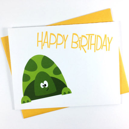 Green Turtle - Happy Birthday Card